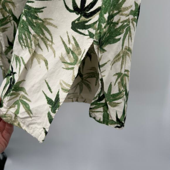 J. JILL Barley Linen Blend Palm Print Wide Leg Culotte Pants // L - Picture 6 of 11